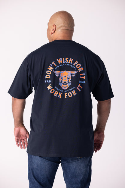 Old Man Strength Original Range  - No Wishing Navy T-Shirt