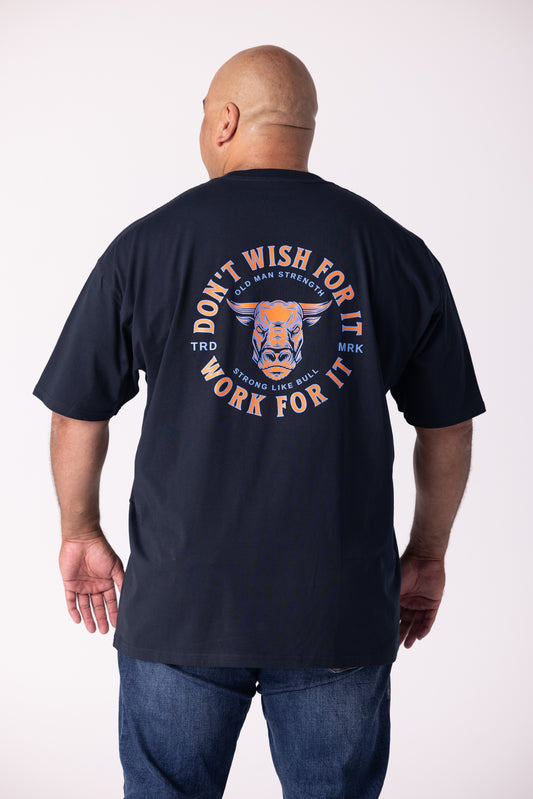 Old Man Strength Original Range  - No Wishing Navy T-Shirt
