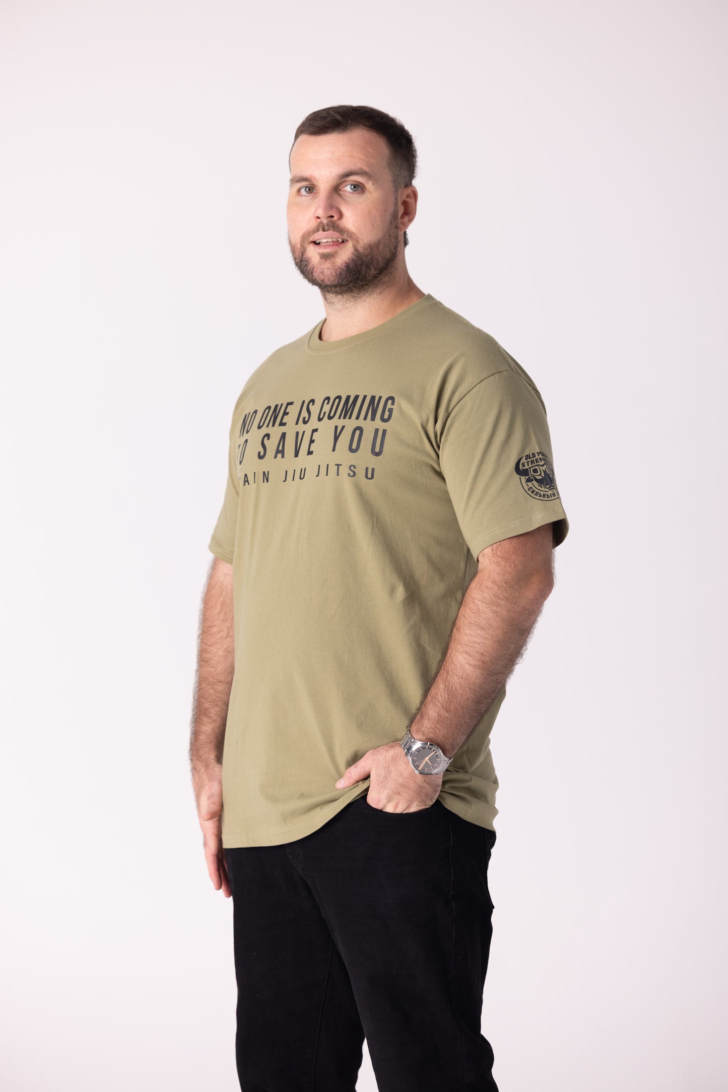 Old Man Strength Original Range - Train Jiu Jitsu Army Green T-Shirt