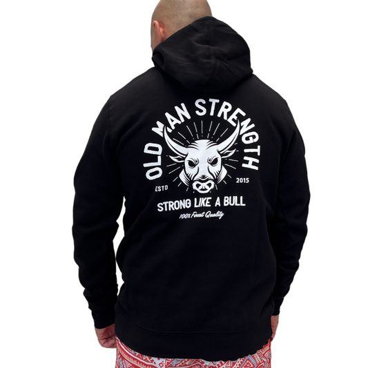 Old Man Strength Hoodie - Crazy Bull Black