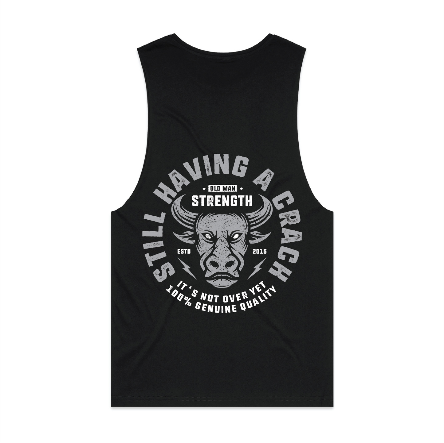 Old Man Strength Original Range Muscle Tank Top - Crack Black