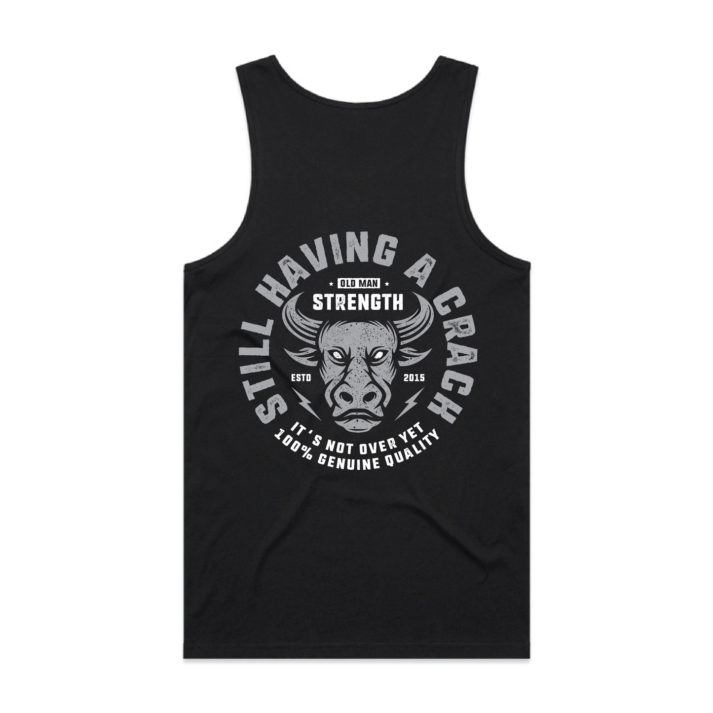 Old Man Strength Original Range Singlet - Crack Black