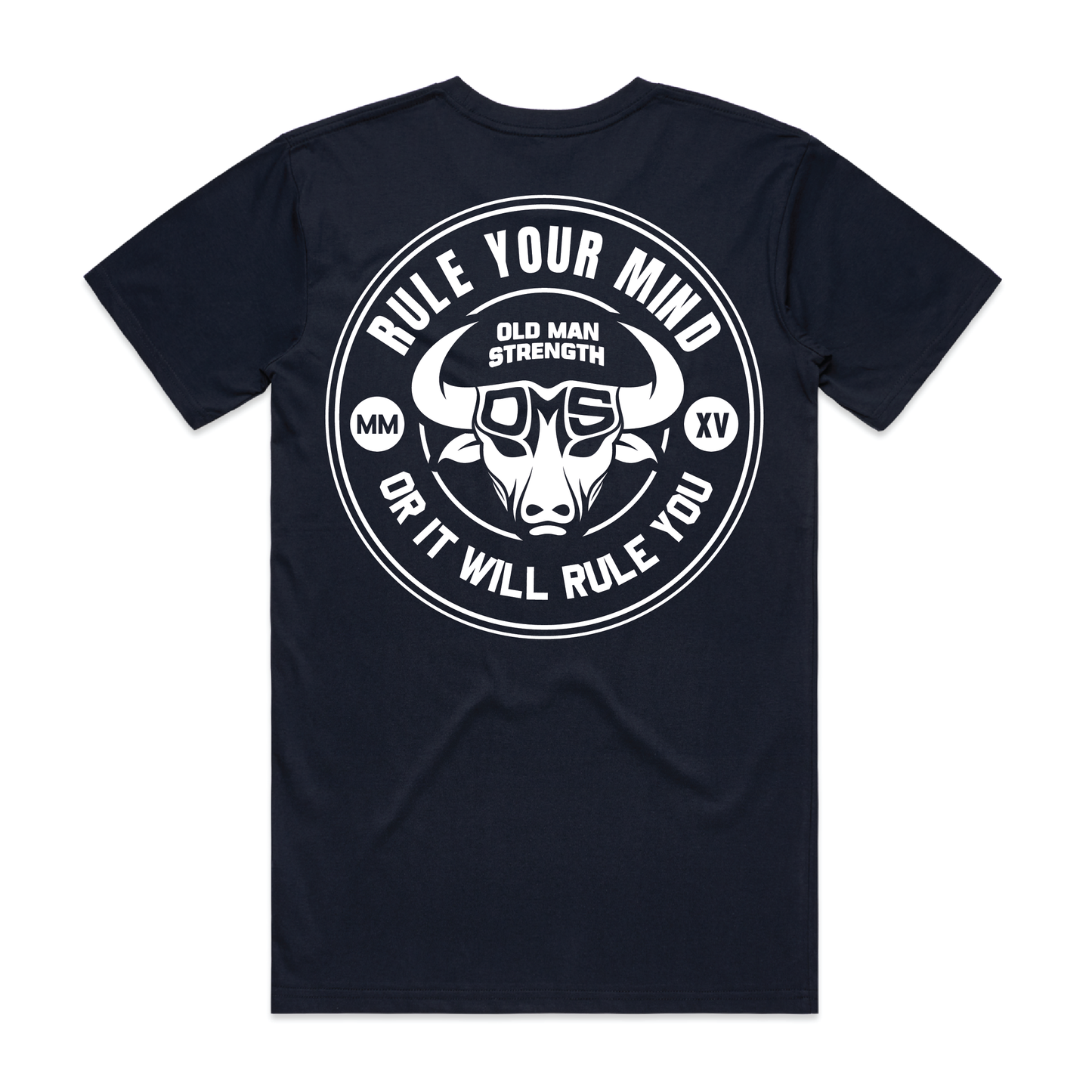 RULE YOUR MIND, OLD MAN STRENGTH, BULL SHIRT, Old Men Strength Training Tshirt, Mens Black Tshirt, Bull Tshirt, Mens Gym Shirts, Fitness shirt, Mens Tee, Navy shirt